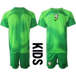 Brazil Goalkeeper Replica Away Stadium Kit for Kids World Cup 2022 Short Sleeve (+ pants)